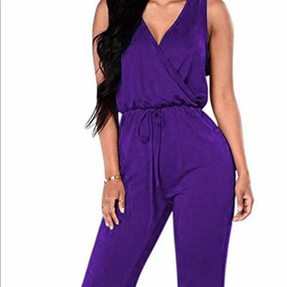 Romper v-neck, med, purple